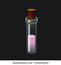 Potion bottle. Glass bottle with color drink. Vector icon. 