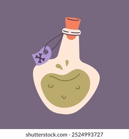 Potion in bottle. Halloween item. Poison.