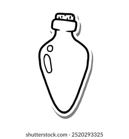 Potion Bottle Hand Drawn Doodle Outline. Vector illustration for decorate, coloring and any design.