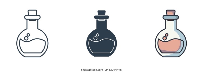 Icono de botella de poción Ilustración vectorial de tema de Halloween aislado sobre fondo blanco