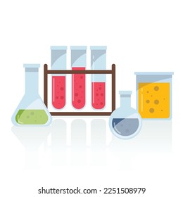Potion bottle icons set.Scientific Research, Chemical Experiment.Flat design vector illustration concept of science.
