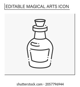  Potion bottle line icon. Potion created by witch. Love elixir, poison, Magic. Magical arts concept. Isolated vector illustration. Editable stroke