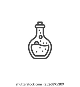 Potion Bottle line icon. linear style sign for mobile concept and web design. A bubbling potion in a glass bottle outline vector icon. Symbol, logo illustration. Vector graphics