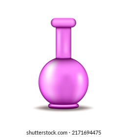 Potion bottle or magic potion vial, 3D vector illustration. Icon of a glass flask. Isolated on white background. 3D render, realism