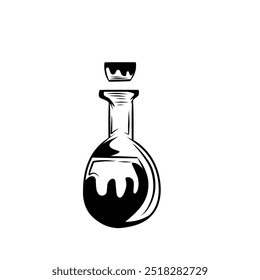 Potion Bottle Vector Icon With Black Shading