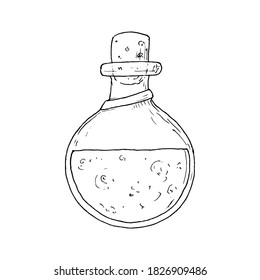 Potion bottle. Vector illustration. Isolated object on white. Hand-drawn style.