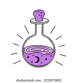 Potion bottle. Vector Illustration for printing, backgrounds, covers and packaging. Image can be used for greeting cards, posters, stickers and textile. Isolated on white background.