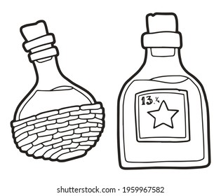 Potion bottles. Beaker, bottle and jar. Magic items. Potion making.