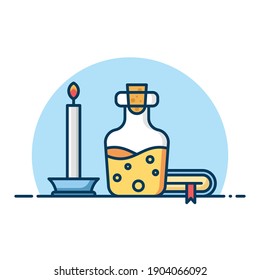 Potion candle and book vector illustration. Potion concept isolated on white background. Suitable for banner, icon, web landing page and more.