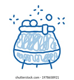Potion Cauldron sketch icon vector. Hand drawn blue doodle line art Potion Cauldron sign. isolated symbol illustration