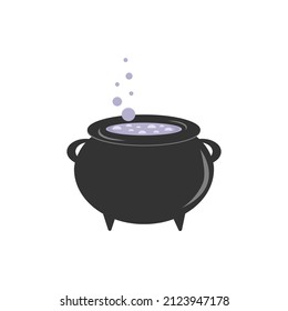 Potion cauldron.  Witches cauldron with potion. 