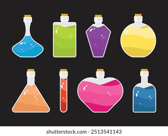 potion collection pack, isolated vector illustration