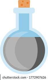 Potion of Dust Ash (Gray Grey, in Glass Bottle with Cork) for Video Games, Animation, Dungeons,  Dragons, Tabletop RPG (Transparent Background) Sorcery Alchemy Magic Users
