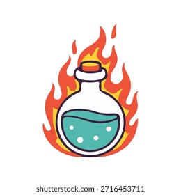 Potion Fire Flame juego de Ilustración vectorial de arte
