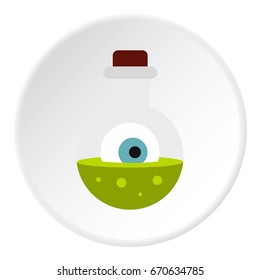 Potion in flask icon in flat circle isolated vector illustration for web