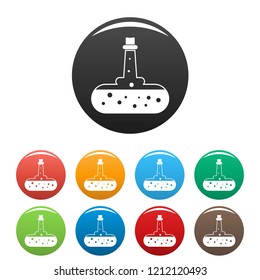 Potion flask icons set 9 color vector isolated on white for any design