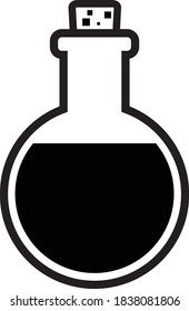 Potion of Healing or Mana, Shield (Outline Line Art no fill, in Glass Bottle with Cork) for Video Games, Animation, Dungeons, Dragons, Tabletop RPG (Transparent Background) Alchemy Item Vector
