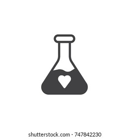 Potion with heart icon vector, filled flat sign, solid pictogram isolated on white. Symbol, logo illustration.