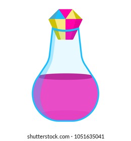 Potion icon. Fantasy World of the Unicorn. Cartoon style. Vector Illustration.
