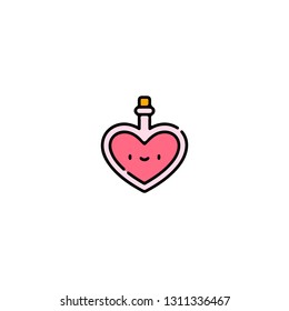 Potion icon, flat design line art thin style, Valentines day signs and love symbols, Wedding infographics. Colorful icon on a white background, Vector illustration