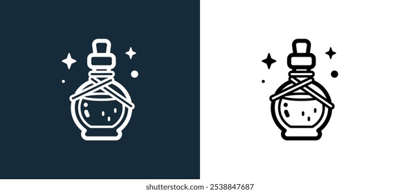 potion icon isolated on white and black colors. potion outline linear vector icon from magic collection for mobile apps, web and ui.