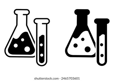 Potion icon set. Flask vector sign. Poison symbol. Glass with liquid chemical pictogram. Magic drink illustration.