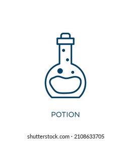 potion icon. Thin linear potion outline icon isolated on white background. Line vector potion sign, symbol for web and mobile