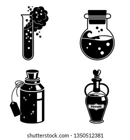 Potion icons set. Simple set of potion vector icons for web design on white background