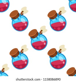 Potion jar cartoon vector seamless pattern