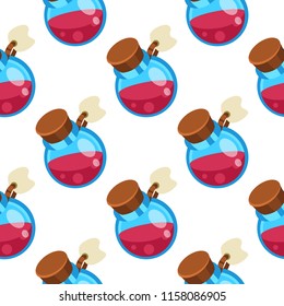 Potion jar cartoon vector seamless pattern