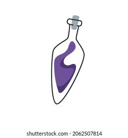 Potion jar, corked up. Medication concept. Medicine icon. Potion icon. Halloween concept. Vector illustration isolated on white background.