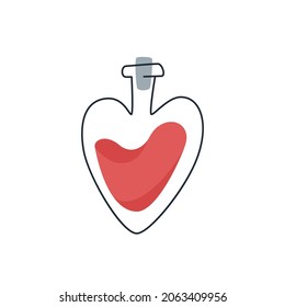 Potion jar, corked up. Medication concept. Medicine icon. Potion icon. Halloween concept. Vector illustration isolated on white background.