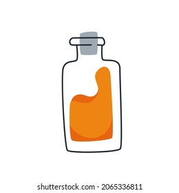 Potion jar, corked up. Medication concept. Medicine icon. Potion icon. Halloween concept. Vector illustration isolated on white background.