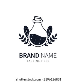 Potion Logo. Herb And Leaf Illustration Vector