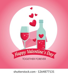 potion love and glass with valentine card