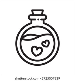 Icono de línea simple de amor de poción
