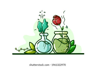 A potion made of plants and flowers illustration