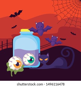 potion magic with icons in scene halloween