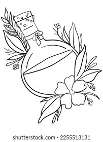 potion outline illustration for coloring book. magic potion illustration. chemical toxic poison. liquid alchemy.