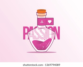 Potion of passion is a vector illustration about the magic of the emotions
