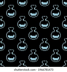 Potion pattern pixel art. Seamless pattern. Pixel art potion pattern. 