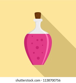 Potion pink bottle icon. Flat illustration of potion pink bottle vector icon for web design