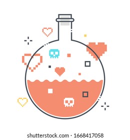 Potion related color line vector icon, illustration. The icon is about mana, test tube, poison, chemical, game, health, science. The composition is infinitely scalable.