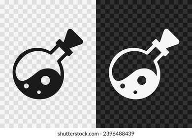 Icono de silueta de posición, signo de glifo vector. Símbolo de poción aislado sobre fondo oscuro y transparente claro.