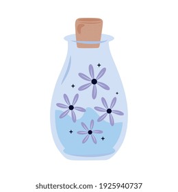 Blumenzauberflasche mit esoterischem Symbol, Vektorgrafik-Design