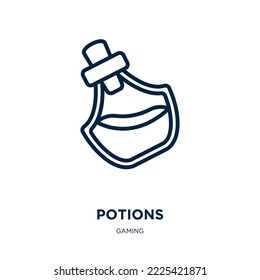 potions icon from gaming collection. Thin linear potions, potion, magic outline icon isolated on white background. Line vector potions sign, symbol for web and mobile