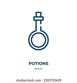 Potions icon. Linear vector illustration from beauty collection. Outline potions icon vector. Thin line symbol for use on web and mobile apps, logo, print media.
