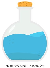 Potions made by wizards, Potions that adventurers can use, Blue potion illustration.