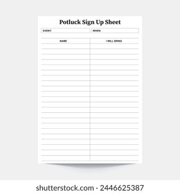 potluck sign up sheet,pot luck sign in sheet,potluck sign up sheet template,potluck sign up template