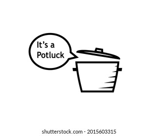 Potluck With Speech Bubble Outline Icon. Clipart Image Isolated On White Background